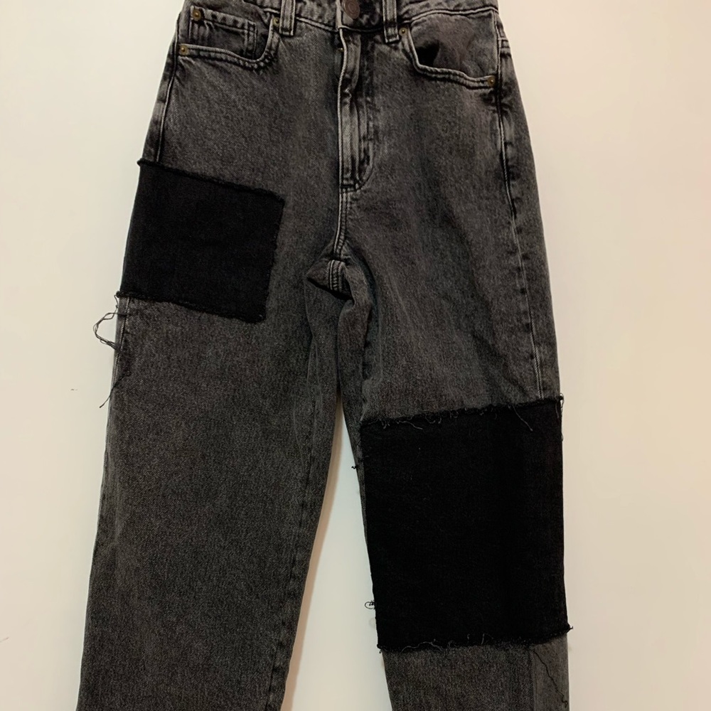 Garage size 00 black (patch) wide leg jeans